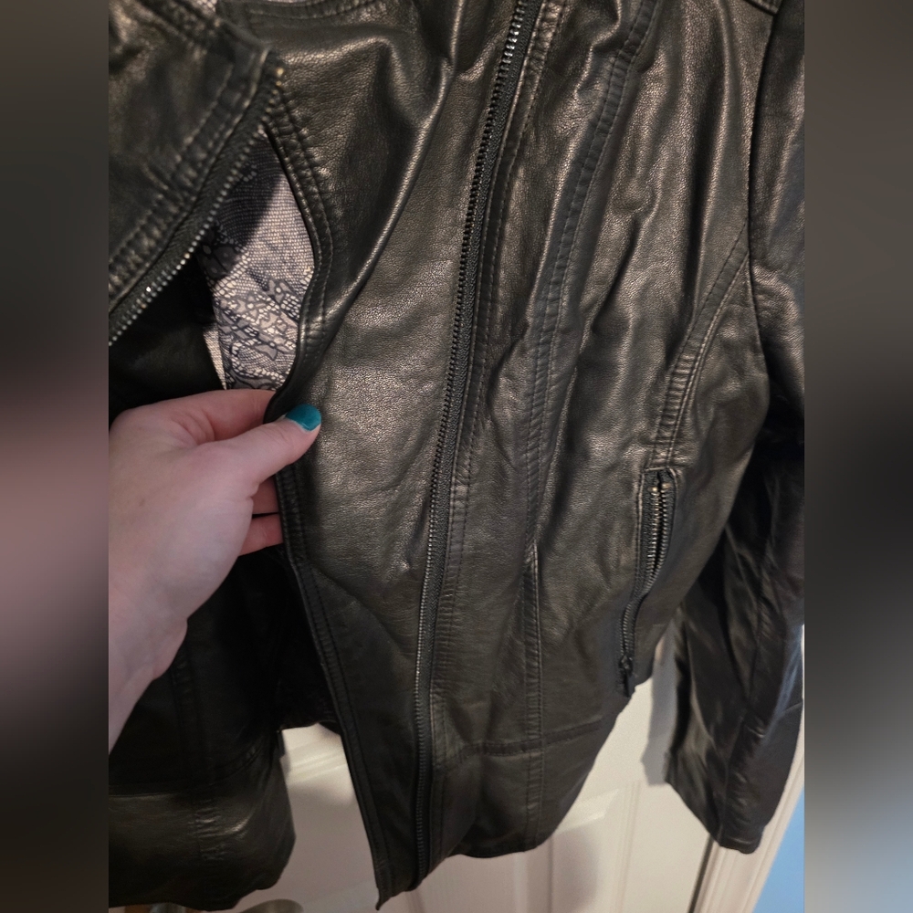 Black Rivet Faux Leather Jacket - Picture 3 of 5
